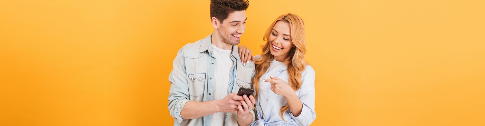 couple using the phone